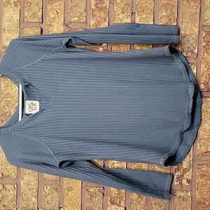 Chaser Textured Waffle Knit Green Long Sleeve Top Size Small